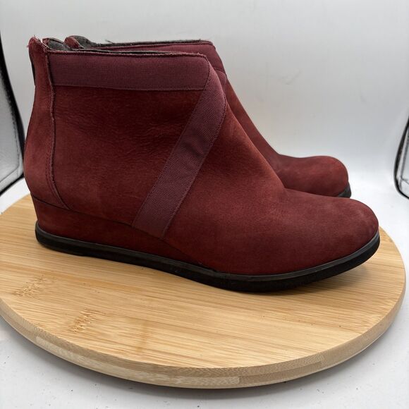 Andre Assous Womens Red Leather Wedge Ankle Boots Back Zip EU 40 M US 9 Spain - Picture 7 of 15